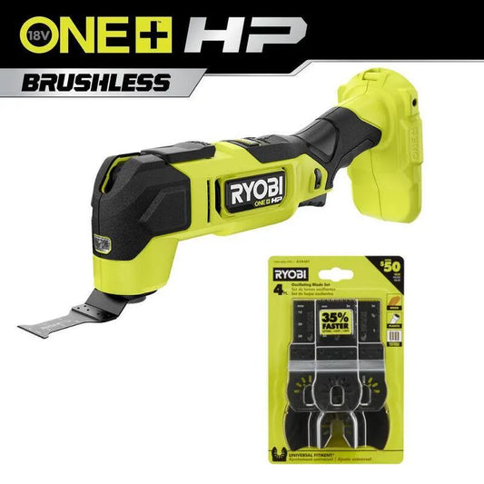 RYOBI 4 Teile Wood Oszillierendes Multi-Werkzeug Blade Set, 18V, schnurloses Design, nur Werkzeug, bürstenlos