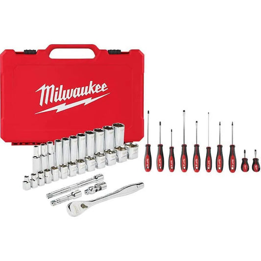 Milwaukee 38 Teile SAE Ratchet und Socket Mechanics Werkzeug, 3/8 in.