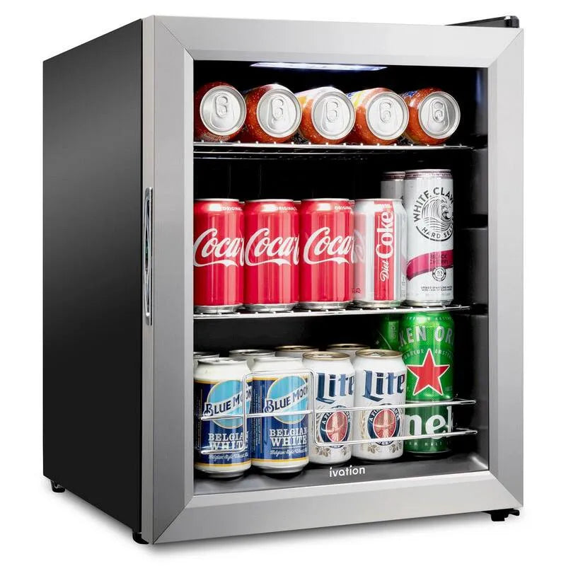 Kühlschrank, Ivation, 62 Kann freistehende Getränkekühlschränke Ultra Cool Mini Drink Kühlschrank, Edelstahl, Kühlschränke für Kraftstoffe, 17 in