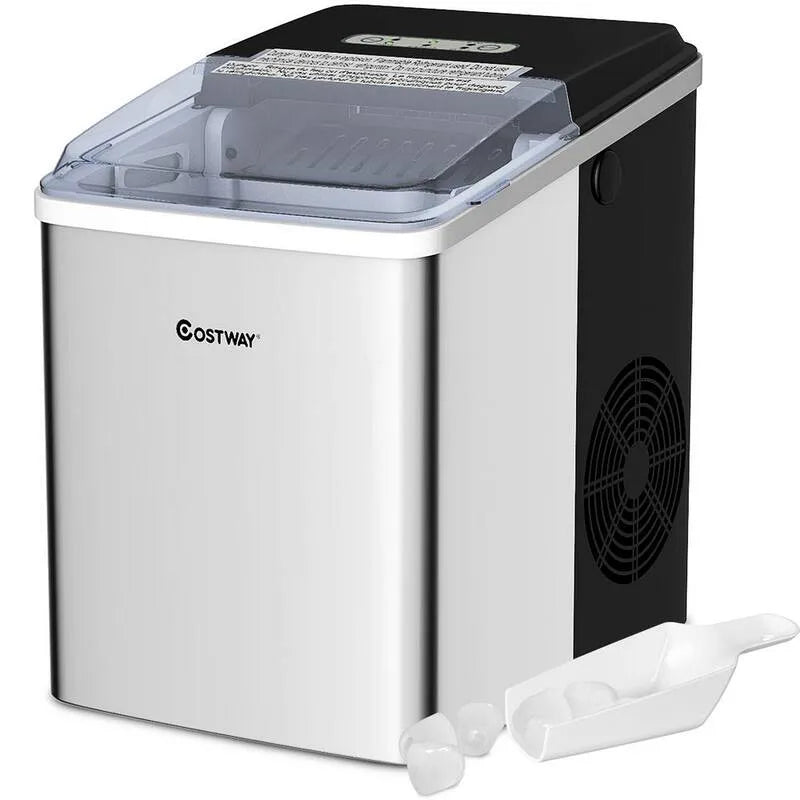 Eiswürfelbereiter, 26 lb, selbstreinigend, kompaktes tragbares Design, grau
