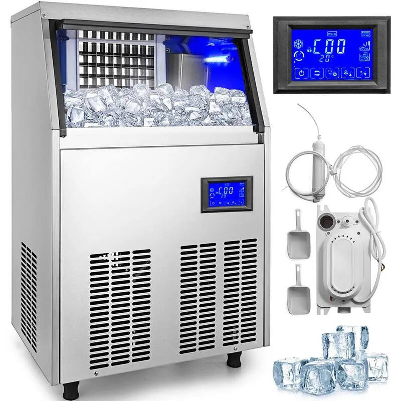 Eiswürfelbereiter, 120 lb, 19 lb, Commercial-Grade Design, 110, Silber
