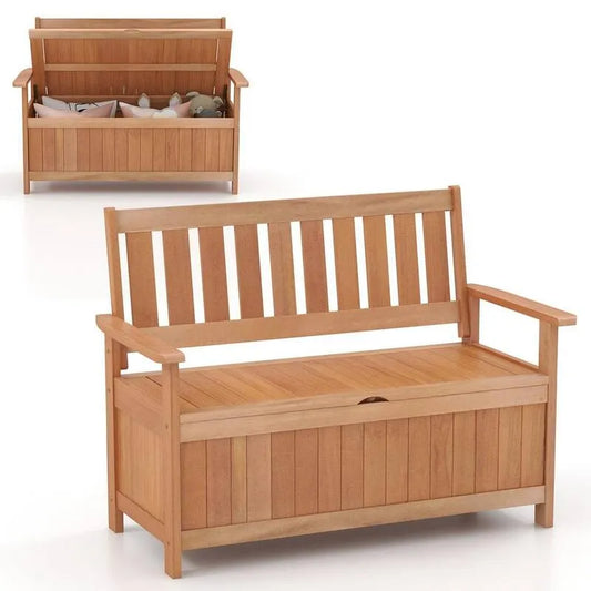 Garten-Zweisitzer, 48 Zoll Patio Storage Bench Garten Garten-Zweisitzer mit Lattenrost Rückenlehne für Hinterhof, Garten, 48 in