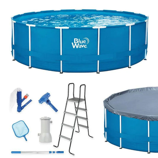 Laguna 15 ft, D Metallrahmen Schwimmbad Paket mit Abdeckung, 48 in.