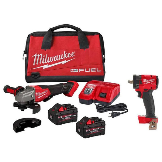 Milwaukee 18-Volt, 4-1/2 in., 6 in., kabellos Design, Bremsgitter mit zwei XC 8. 0 Ah Batterie & Schlagschrauber, M18, 8.0 Ah