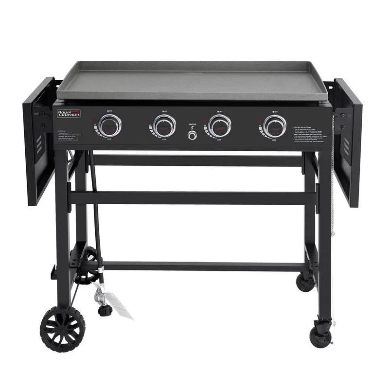 4-Burner, 35 in., 52000 BTU, 4-Burner Flat Top Gas Grillplatte, Garten, Schwarz, 52,000 BTU