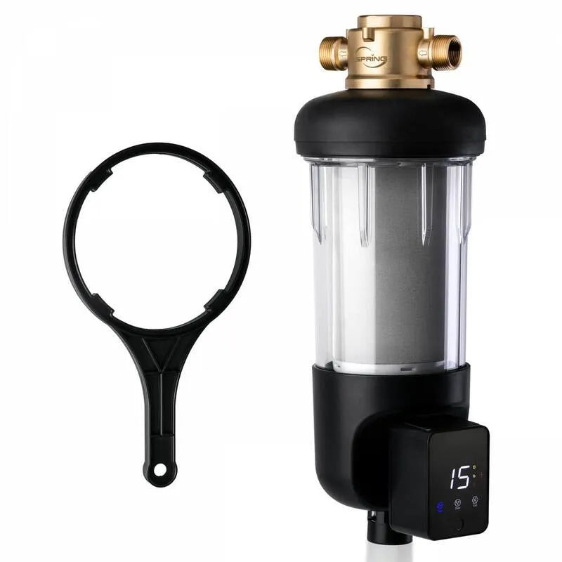 200-Micron, 3/4 in., 4 in., NSF-zertifiziert, Jumbo Auto-Flush Spin Down Sediment Wasserfilter, 1 in