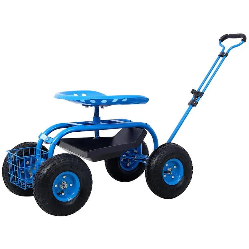 Gartenroller mit Rädern und Werkzeug, 42 in., 360 Swivel Seat, Blau