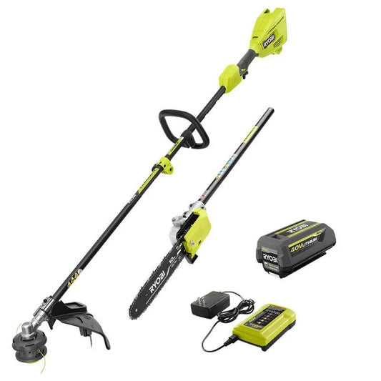 RYOBI kabellos Akku Attachment Capable Rasentrimmer, 40V, 15 in., kabellos Design, 4.0 Ah, Schwarz, Akku Rasentrimmer