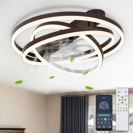 Deckenventilator, App Steuerung, 24 in., Fernbedienung Included, Flush Mount, Innenbereich, Brown