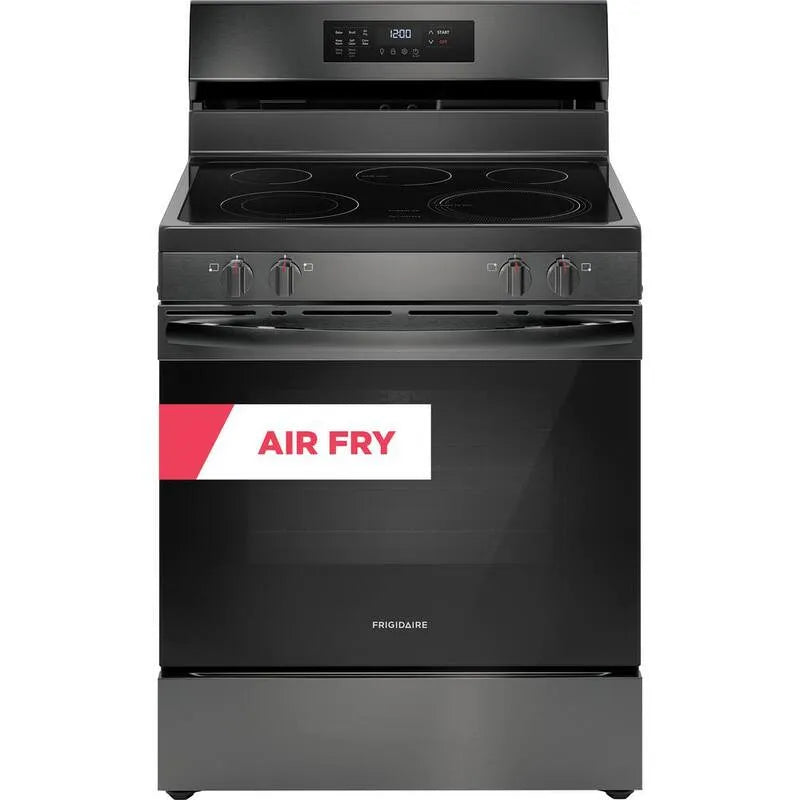Frigidaire Electric Herd, Edelstahl, Self-Cleaning, 30 in., 5. 3 cu ft, 5 Burner, Schwarz, 5.3 cu. ft