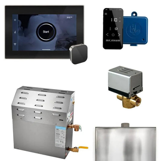 Generator, 10000 W, 10 kW, gebürstetes Nickel, Dampfduschengeneratorpaket mit iSteamX-Steuerung in schwarz gebürstetem Nickel