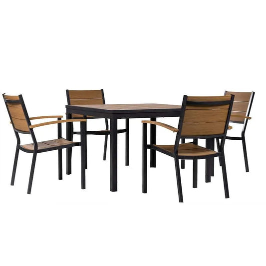 Teil Faux Wood Garten Essgruppe 5 Teile, 43 in., Asher, Faux Wood Garten Essgruppe mit 43 in. Tisch