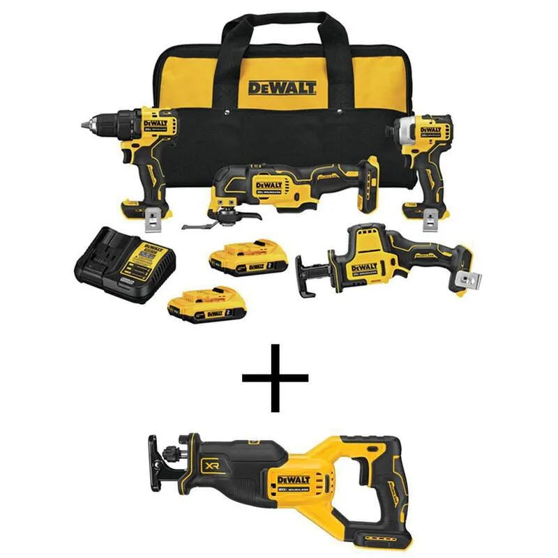 DEWALT Werkzeugset, 20V, kabellos Design, 4 Werkzeug, bürstenlos, Gelb, Elektrowerkzeug-Sets