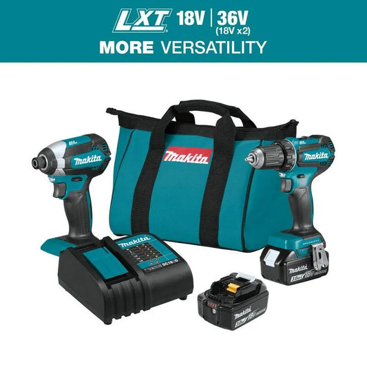 2 Teile Makita 2-Stück Kombiset, kabellos Design, 18V LXT Lithium-Ionen bürstenlos kabellos Kombiset 3. 0Ah Driver-Drill/ Schlagschrauber, 3.0Ah