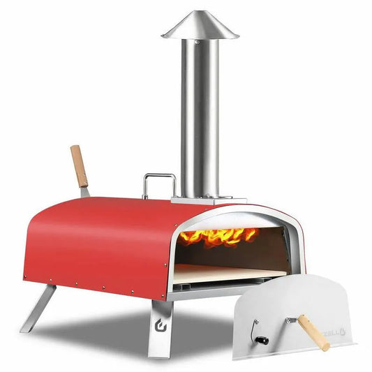 Portable Pellet Pizzaofen, 16 in., kompakte, tragbare Bauweise, Garten, Holz, Rot