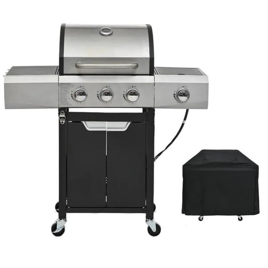 Brenner Propan Gasgrill 3-Burner, Edelstahl, kompaktes tragbares Design, Flüssigpropan, Garten
