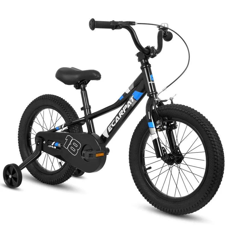 6-9Years 1-Stufen, Kinder & # x27; Fahrrad 18 in. Wheels Jungen Mädchen Kinderräder für 6-9 Jahre mit abnehmbaren Trainingsrädern Baby Toys, 18 in., Schwarz