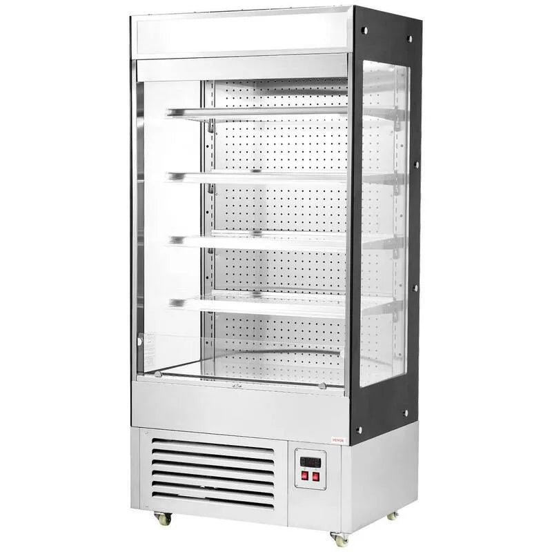 Kühlschrank, 4-Tier Kühlschränke mit 4-Stufen-Bauweise, Freiluft-Merchandiseur, Schwarz, 4-Stufen-Regenregale für gewerbliche Kühlschränke