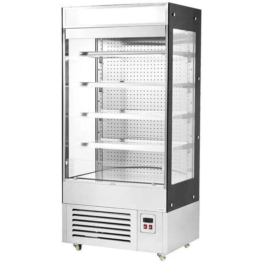Kühlschrank, 4-Tier Kühlschränke mit 4-Stufen-Bauweise, Freiluft-Merchandiseur, Schwarz, 4-Stufen-Regenregale für gewerbliche Kühlschränke