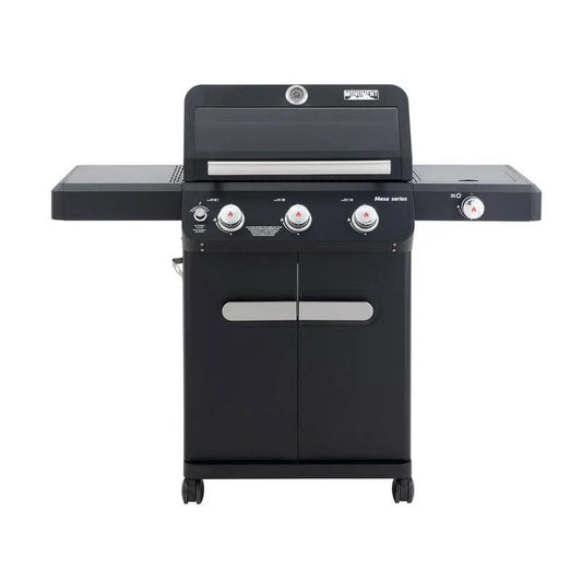 Burner Propan Gasgrill 3-Burner, Flüssigpropan, Smoke Box, LED-Steuerungen und Seitenbrenner, Mesa, Schwarz
