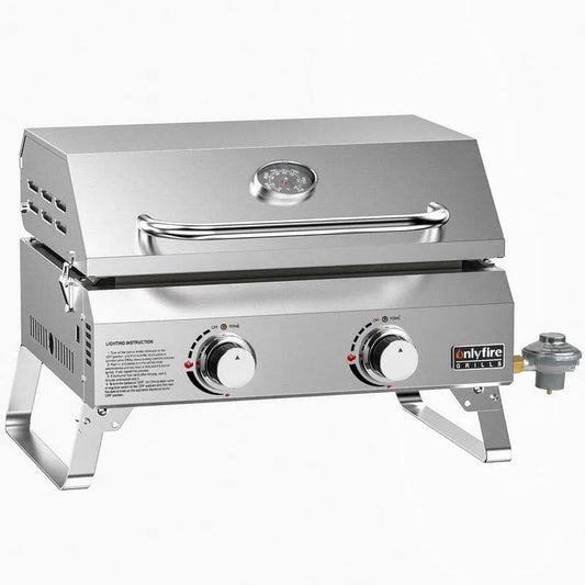 Brenner Tragbar Propan Gas Tisch 2-Burner, Kompakt Tragbar Design, Flüssig Propan, Silber
