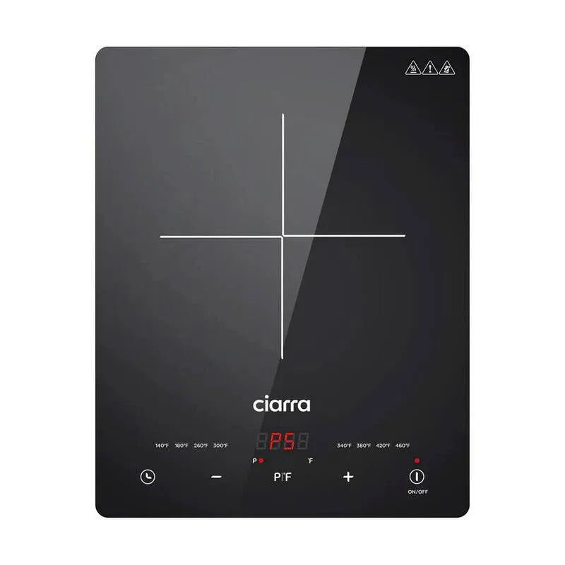 Induktionskochfeld 1-Element, Touch Controls, kompaktes tragbares Design, 13 in., Schwarz