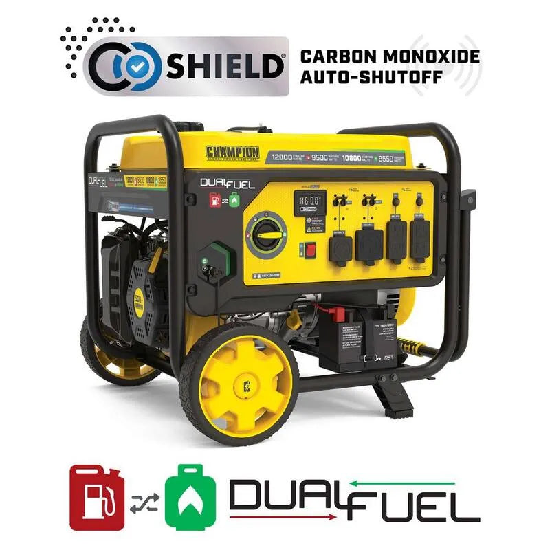 Champion Power Equipment 12000/9500-Watt tragbarer Generator, kompaktes tragbares Design, Flüssigpropan