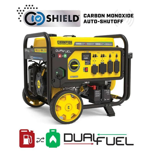 Champion Power Equipment 12000/9500-Watt tragbarer Generator, kompaktes tragbares Design, Flüssigpropan