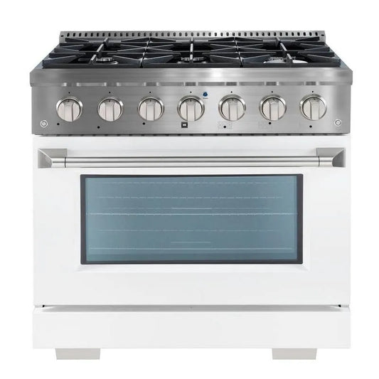 Gas Herd 6-Burners, Edelstahl, Convection Cooking, 36 in., Weiß