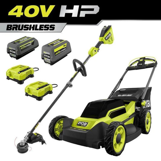 RYOBI Rasenmäher, Schnurlos Design, 40V, 2, Batterien/, Ladegeräte, bürstenlos