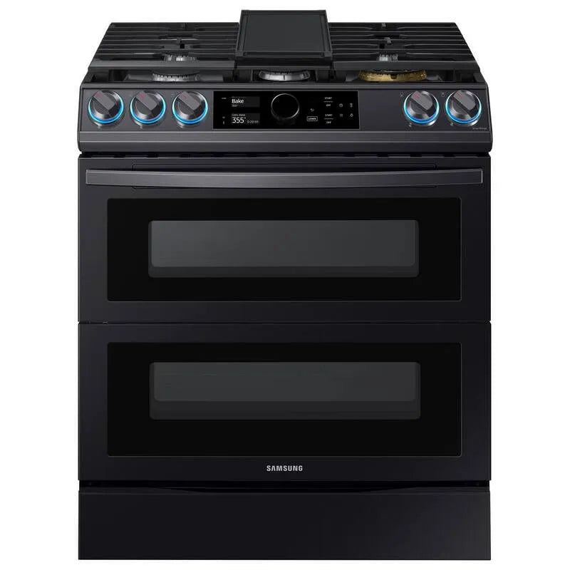Samsung Flex Duo Slide-In Dual Fuel Herd, 30 in., 6. 3 cu. ft, Edelstahl, Schwarz, 6.3 cu. ft