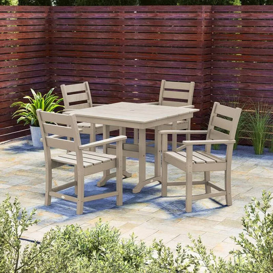 5 Teile Plastic Garten Dining Arm Stuhl 5-Stück, Grant, Park Plastic Garten Dining Arm Stuhl in Sand