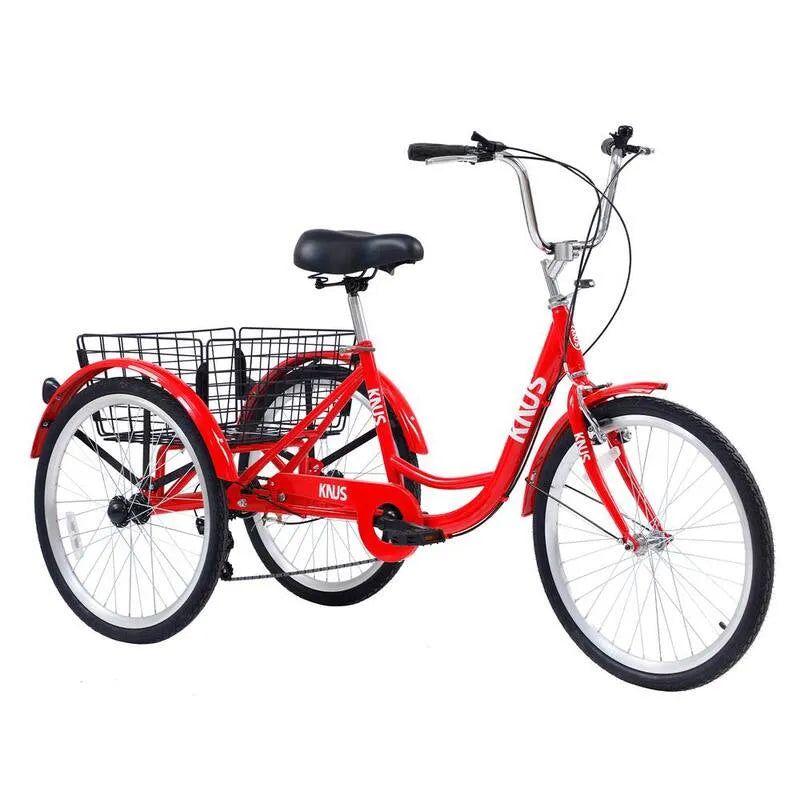 24 in., 24 in. Red 7 Stufen Cruiser Fahrräder mit großem Einkaufskorb, Für Frauen und Männer, 7 Stufen
