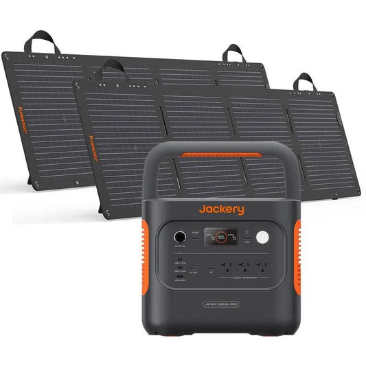 Generator, 2200W Peak Push-Taste Start Solargenerator 2000 v2 mit 2 100W Mini-Solar-Panels im Freien und Notfall