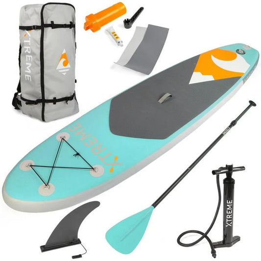 Paddle und Essentials, 10 ft, Ultimate, Aqua PVC aufblasbares Stand Up Paddle Board, Blau, Stand-up-Paddleboards