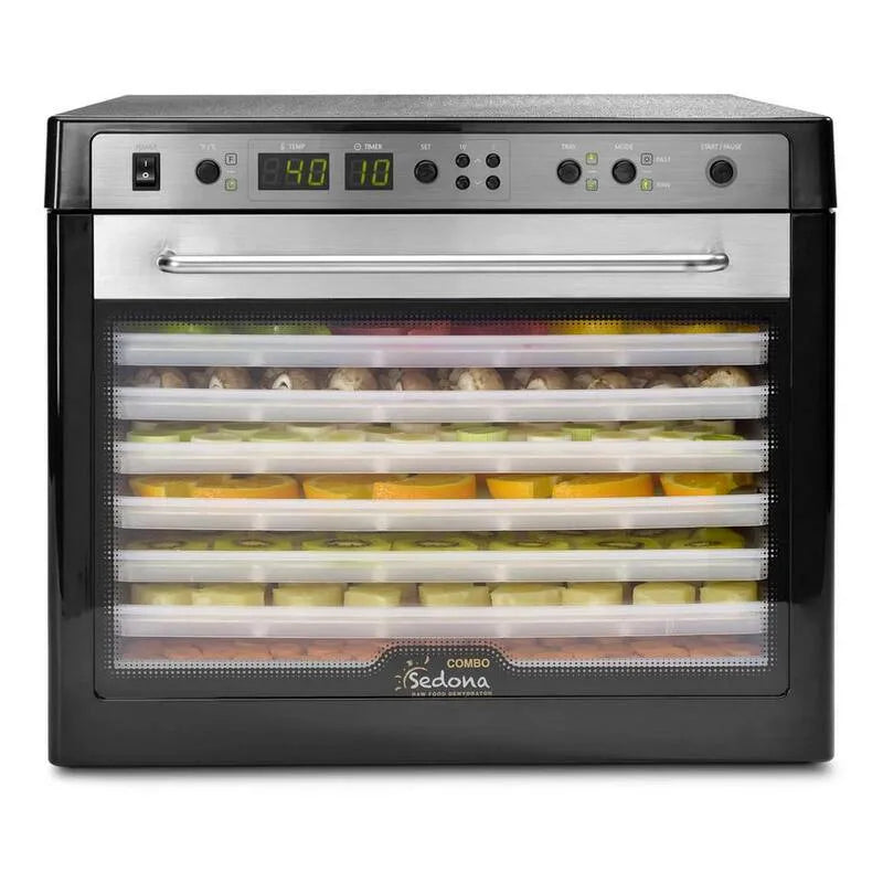 9-Tray, Edelstahl, Timer, Sedona, Combo Schwarz Food Dehydrator mit eingebautem Timer, Schwarz/Edelstahl, Dehydratoren