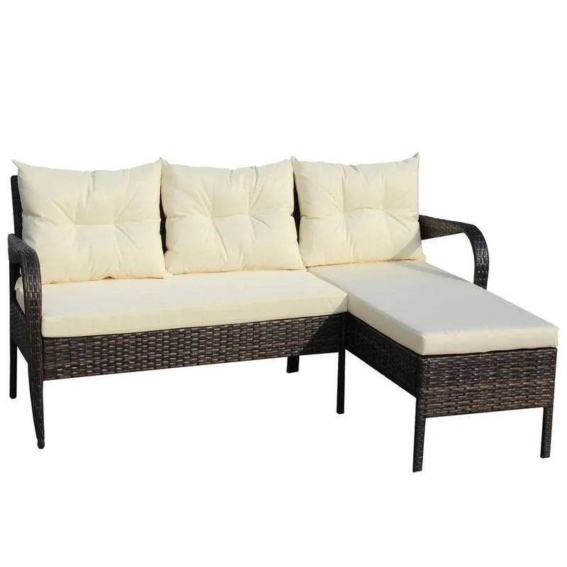 Sofa 2 Teile Patio Brown Polyrattan Garten-Sektion, Beige