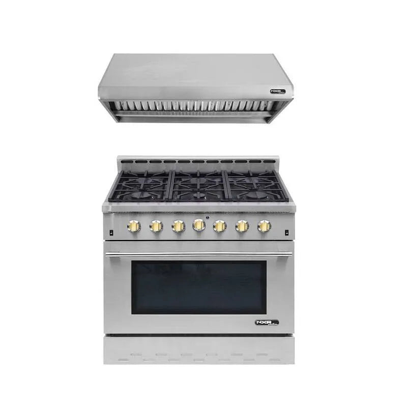 Gas Herd, 36 in., 5, 5 cu ft, Edelstahl, Konvektion Kochen, Entree, Gold, 5.5 cu. ft