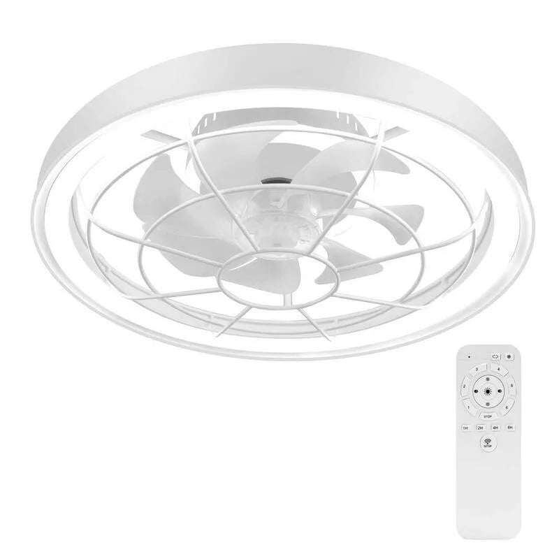 Deckenventilator, 19 in., Flush Mount, Innen, weiß, ferngesteuerte Luftzirkulation, Deckenventilatoren mit Beleuchtung