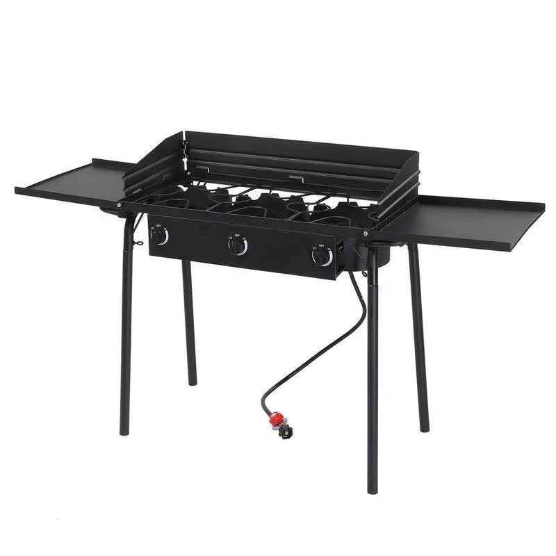 Brenner tragbarer Tabletop-Propan-Gasgrill, kompaktes tragbares Design, Flüssigpropan, Schwarz, Tragbare Gasgrills