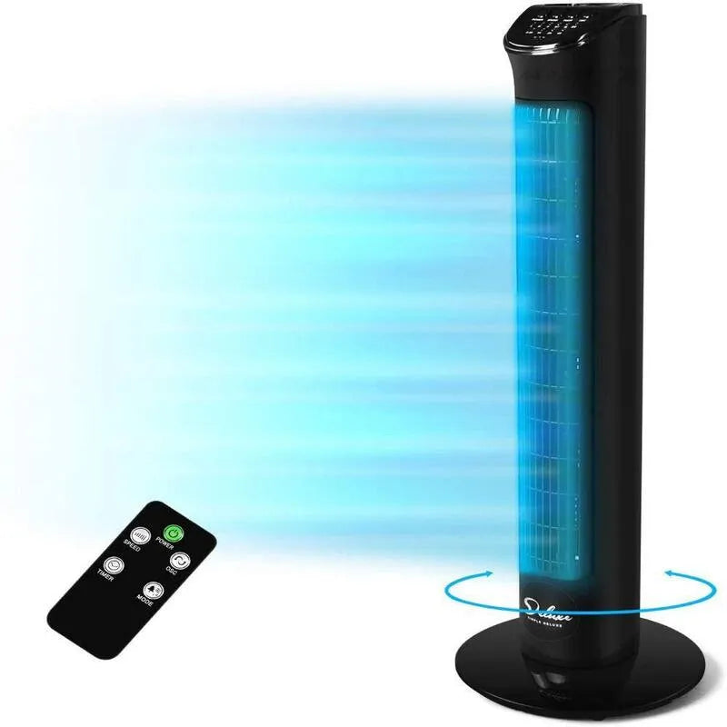 x27 Büro-Innenzimmer und Zuhause Einfache Deluxe mit Fernbedienung 32'' Elektrisch Oszillierende Turm Ventilator Schwarz, für