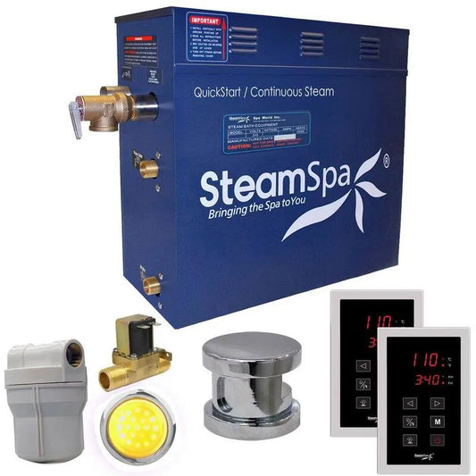 Generator, 9kW, polierter Chrome, Royal, kW Dampfbadgenerator mit kontinuierlicher Steam Plus Schnellstart Tech und Auto-Drain in poliertem Chrome