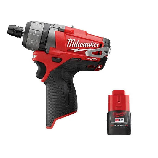 Milwaukee 2-Stufen, 12V, 1/4 in., kabellos Design, kompakte, tragbare Bauweise, Hex 2-Stufen Schraubendreher mit 2, 0 Ah Compact Akku, M12, 2.0 Ah