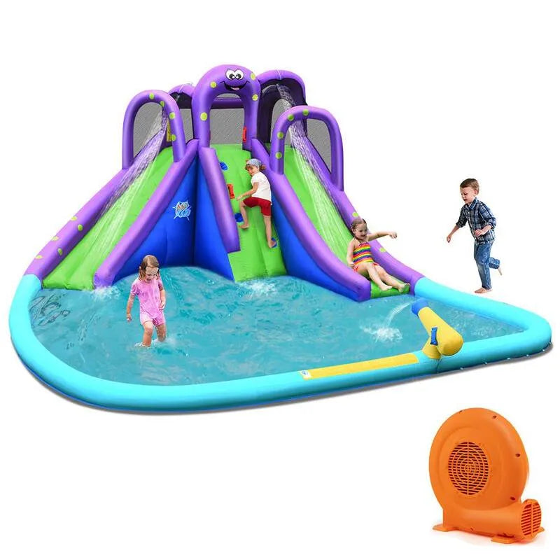 680, aufblasbar, Wasserpark Octopus Bounce House Dual Slide Splash Pool Blower