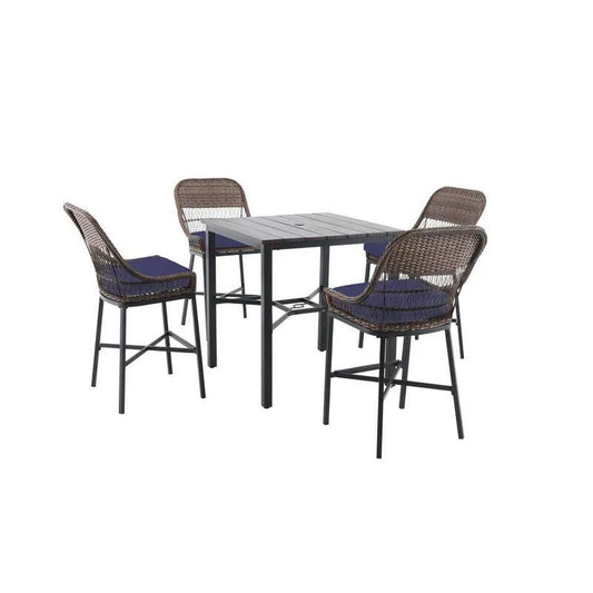5 Teile Polyrattan Garten Patio High Essgruppe, Braun, Blau, Himmel, Garten-Essgruppen