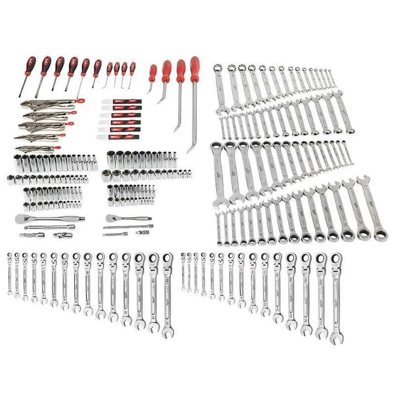 221 Teile Milwaukee 144, 221-Stück, Mechanik-Werkzeug-Set mit SAE und metrischen Flex-Head Ratcheting Kombinationsschlüsseln