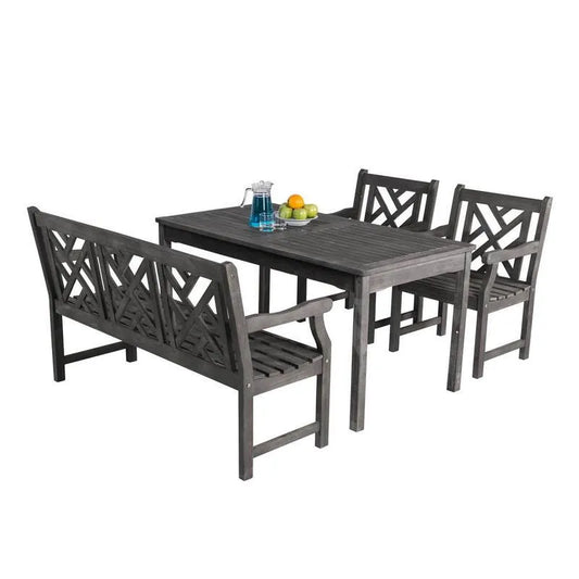 Teil Wood Rectangle Garten Dining Set 4 Teile, Renaissance