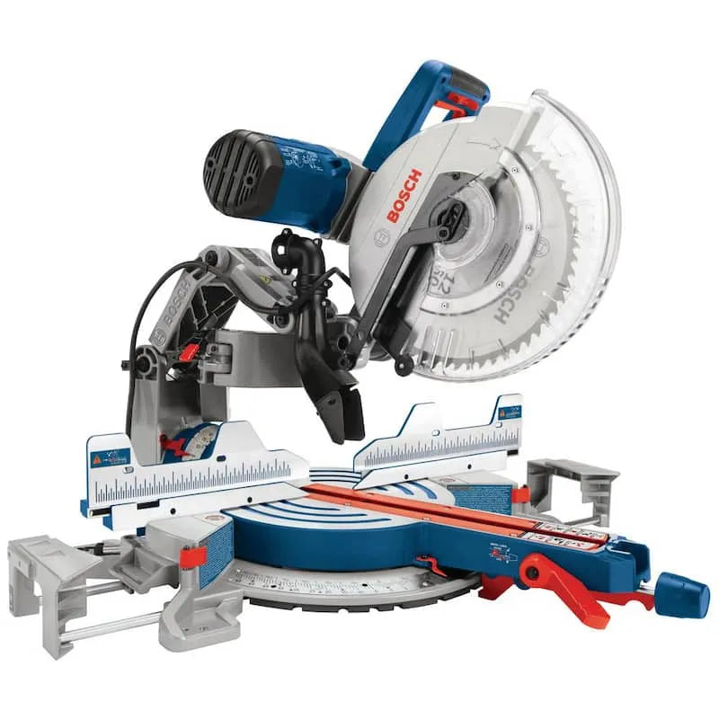 Bosch Miter Säge, Schnur-Dual-Bevel-Schiebe-Gleit-Säge mit 60 Zahnsägeklinge, 12 in.