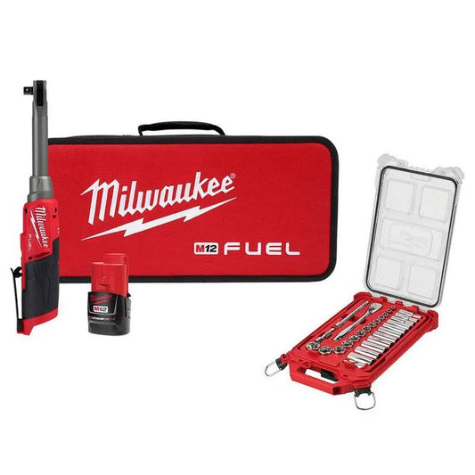 Milwaukee FUEL 12V M12 erreichen High Stufen kabellos Ratchet Kit, 3/8 in., kabellos Design, Drive Mechanics Werkzeug Set