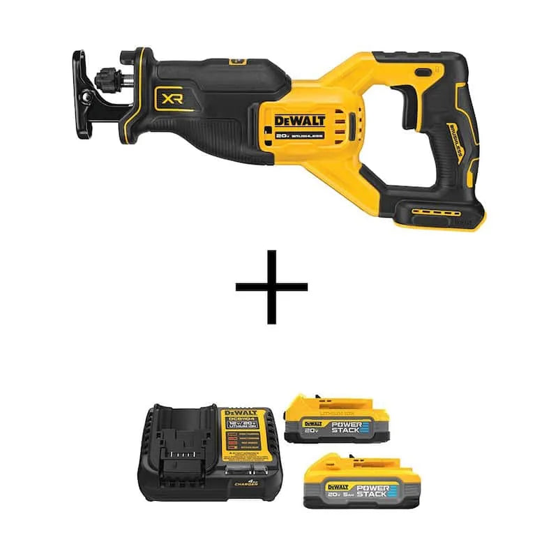 DEWALT, Max XR Lithium-Ionen-Kabellos Bürstenlose Reziprozierungssäge mit Powerstack 5. 0 Ah und 1. 7 Ah Batterien und Ladegerät, Schnurloses Design, Schnurloses Design, 5.0 Ah, 1.7 Ah